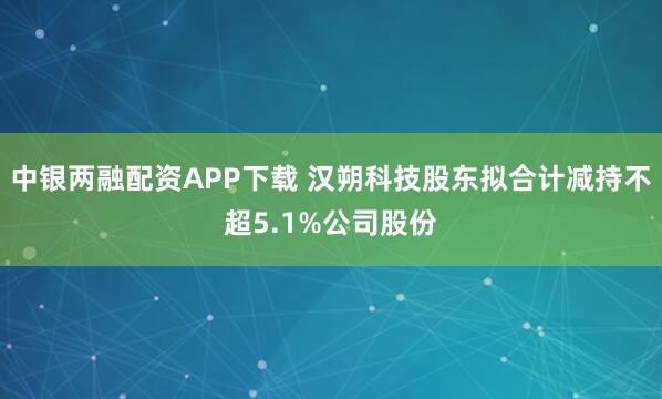 中银两融配资APP下载 汉朔科技股东拟合计减持不超5.1%公司股份